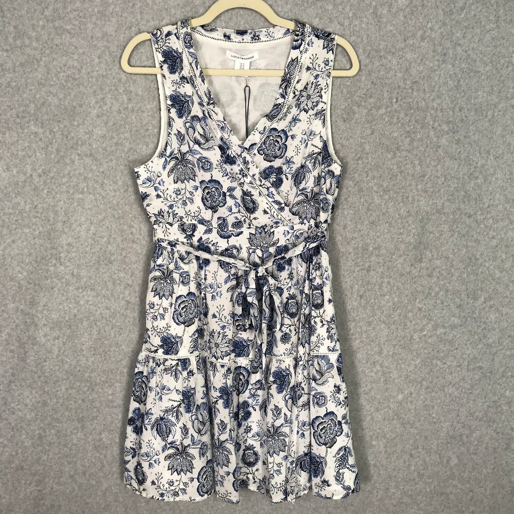 Lucky Brand White and Blue Floral Mini Dress